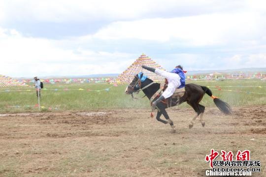 图为甘肃武威市天祝华锐藏区举办赛马节。　张海涛 摄